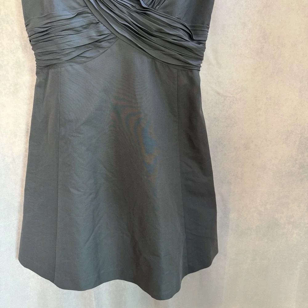 Mirror of Venus Anthropologie Gray Silk V Neck A Line Dress Size 14‎ Pleated